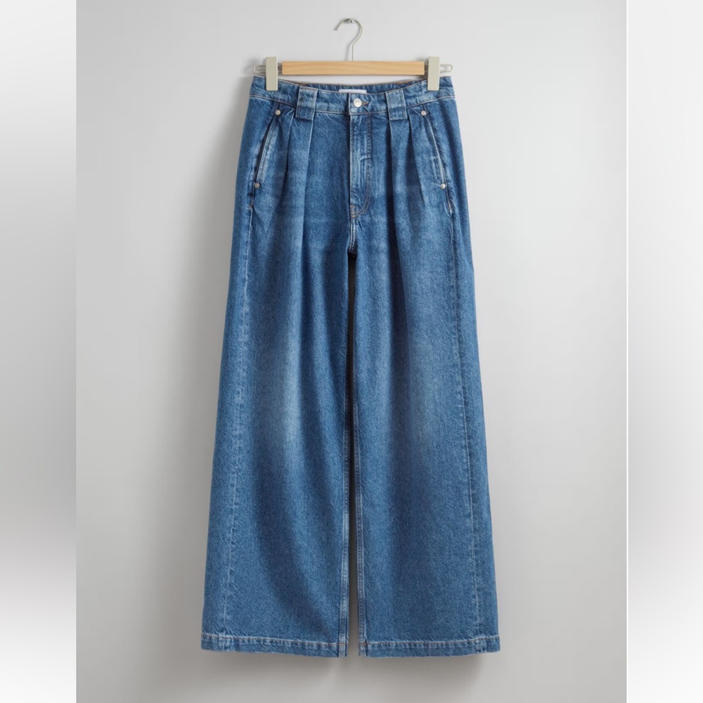 & Other Stories Pleated Wide Leg Trouser Jeans Size 12